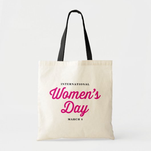 Roze Canvas tas Internationale Vrouwendag (Voorkant)