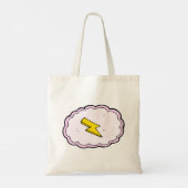 Roze Canvas tas met cloudgeel bliksembolt (Achterkant)