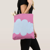 Roze canvas tas met wolkenpatronen (Dichtbij)