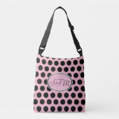 Roze Canvas tas met zwarte polaire dot monogram (Voorkant)