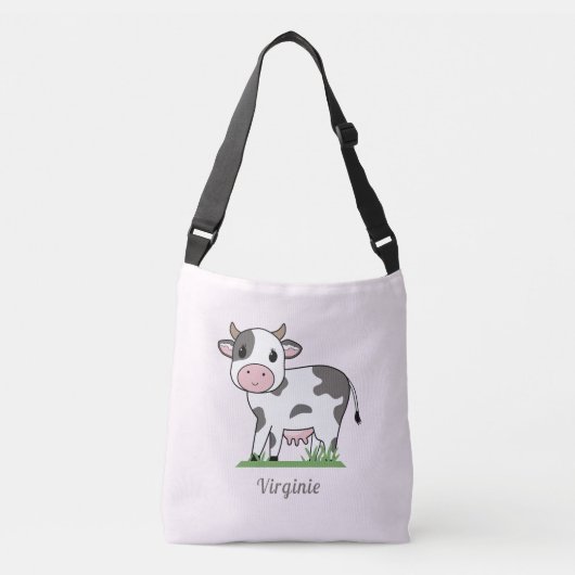 Roze Canvas tas van het lichaam met een Stomme Koe (Voorkant)