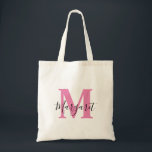 Roze Canvas tas voor zwarte monogram-scriptnaam<br><div class="desc">Roze Canvas tas voor zwarte monogram-scriptnaam. Kan als geschenk aan familie en vrienden worden gegeven op hun verjaardag en Kerstmis.</div>