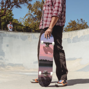 Roze Caribische Zonsondergang Boven Rustige Zee 1 Persoonlijk Skateboard