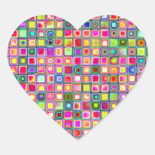 Roze 'Carnans' getextureerde mozaïektegels Hart Sticker (Voorkant)