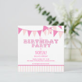 Roze carnaval Birthday Party Invite Kaart (Staand voorkant)