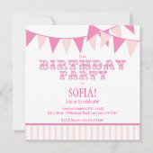 Roze carnaval Birthday Party Invite Kaart (Voorkant)