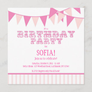 Roze carnaval Birthday Party Invite Kaart