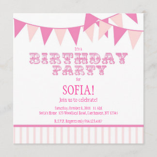 Roze carnaval Birthday Party Invite Kaart