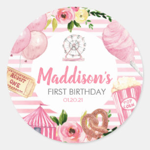 Roze carnaval Birthday Sticker