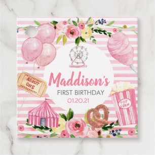 Roze carnaval Birthday Sticker Bedankjes Labels