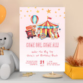 Roze Carnaval Circus 1e Verjaardag Bash Kaart