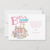Roze carnaval Circus Baby shower Bedankkaart (Voorkant)
