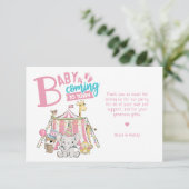 Roze carnaval Circus Baby shower Bedankkaart (Staand voorkant)