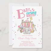 Roze carnaval Circus Baby shower Kaart (Voorkant)