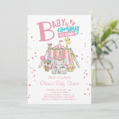 Roze carnaval Circus Baby shower Kaart (Staand voorkant)