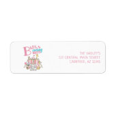 Roze Carnaval Circus Baby Shower Retouradres Etiket (Voorkant)