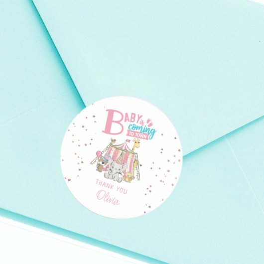 Roze carnaval Circus Baby shower Sticker