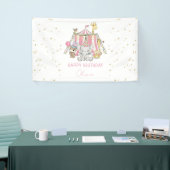 Roze Carnaval Circus Kinderverjaardagsfeestje Spandoek (Beurs)