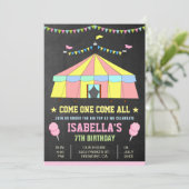 Roze Carnaval Circus Meisjes Verjaardagsfeest Uitn Kaart (Staand voorkant)