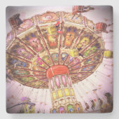 Roze carnaval swing ride foto vet  retro stenen onderzetter (Voorkant)