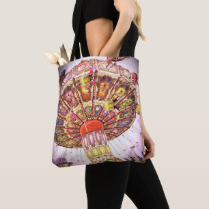Roze carnaval swing ride foto vet  retro tote bag