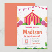 Roze Carnaval Verjaardag Uitnodiging (Voorkant / Achterkant)