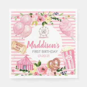 Roze Carnival Birthday Napkins Servet