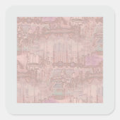 Roze Carousel Horses Vierkante Sticker (Voorkant)