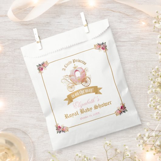 Roze Carriage Princess Sprookje Baby shower Bedankzakje (Geknipt)