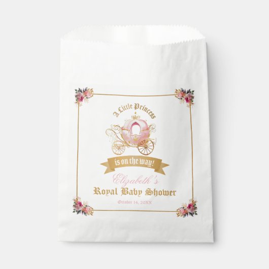 Roze Carriage Princess Sprookje Baby shower Bedankzakje (Voorkant)