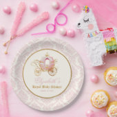 Roze Carriage Princess Sprookje Baby shower Papieren Bordje (Feest)