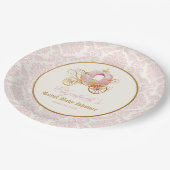 Roze Carriage Princess Sprookje Baby shower Papieren Bordje (Gekanteld)