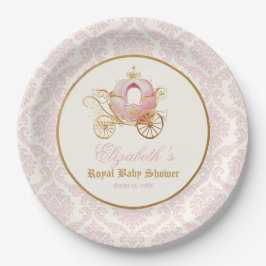 Roze Carriage Princess Sprookje Baby shower Papieren Bordje