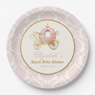 Roze Carriage Princess Sprookje Baby shower Papieren Bordje