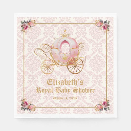 Roze Carriage Princess Sprookje Baby shower Servet (Voorkant)