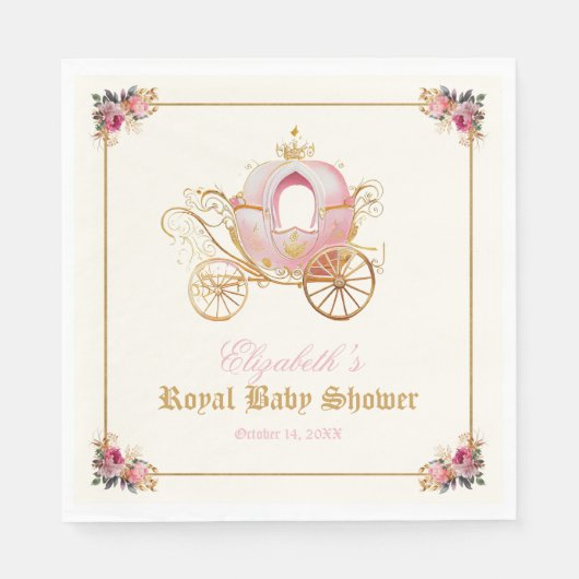 Roze Carriage Princess Sprookje Baby shower Servet (Voorkant)