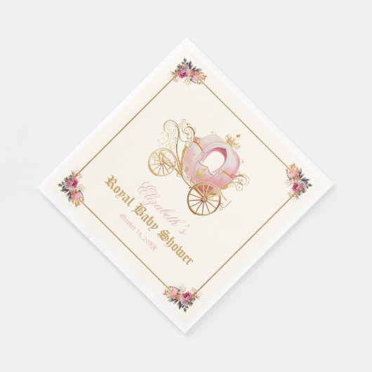 Roze Carriage Princess Sprookje Baby shower Servet (Hoek)