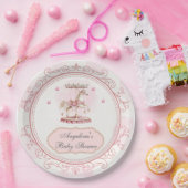 Roze  Carrousel- Baby shower Groot Bord (Feest)