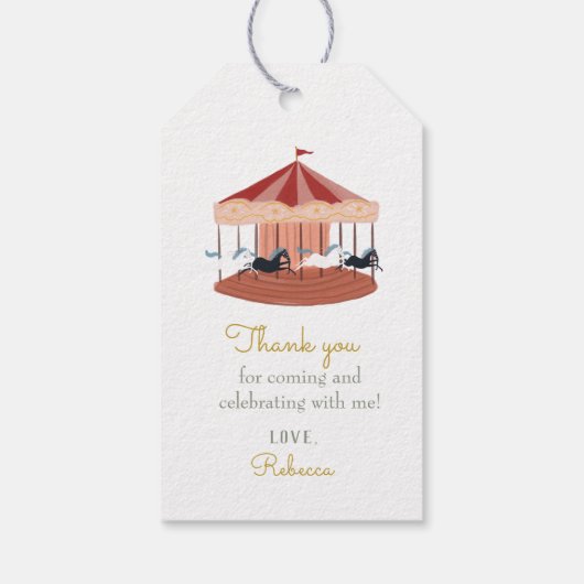 Roze Carrousel Birthday Favor Gift Labels Cadeaulabel (Achterkant)