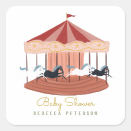 Roze carrousel Birthday Gift Labels Liquor Bottle 