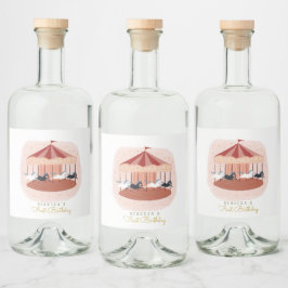 Roze carrousel Birthday Gift Labels Liquor Bottle  Likeurfles Etiket