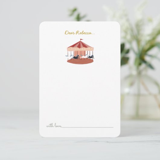 Roze carrousel Birthday Time Capsule Hartelijk dan Bedankkaart (Staand voorkant)