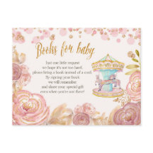 Roze Carrousel Glitter Boeken voor Baby Kaart