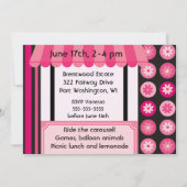 Roze Carrousel Horse Birthday Invitation Kaart (Achterkant)