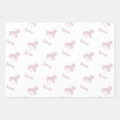 Roze Carrousel Horse Pattern Girl Name Birthday Inpakpapier Vel (Voorkant)
