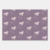 Roze Carrousel Horse Pattern Girl Name Birthday Inpakpapier Vel (Voorkant 3)