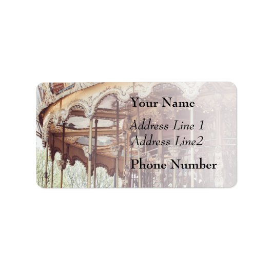 Roze carrousel in Parijs, Frankrijk, Trocadero Etiket (Voorkant)