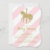 Roze Carrousel Paard Baby Shower Kaart (Voorkant)