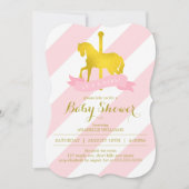 Roze Carrousel Paard Baby shower Kaart (Voorkant)