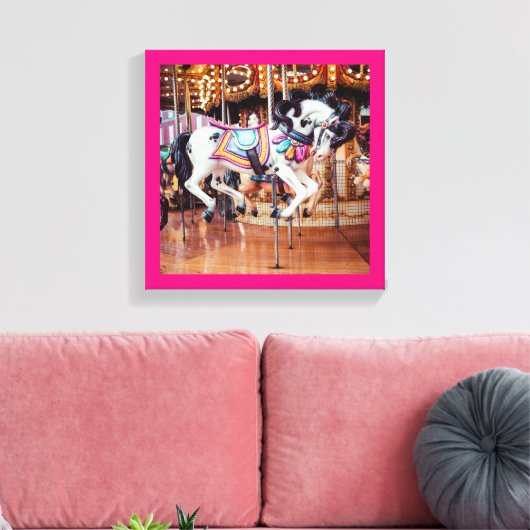 Roze Carrousel Paard op de draaimolen Canvas Afdruk (Insitu (Woonkamer))